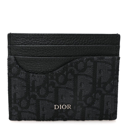 Christian Dior Oblique Grained Calfskin Marquetry Saddle Card Holder Black 1 of 8