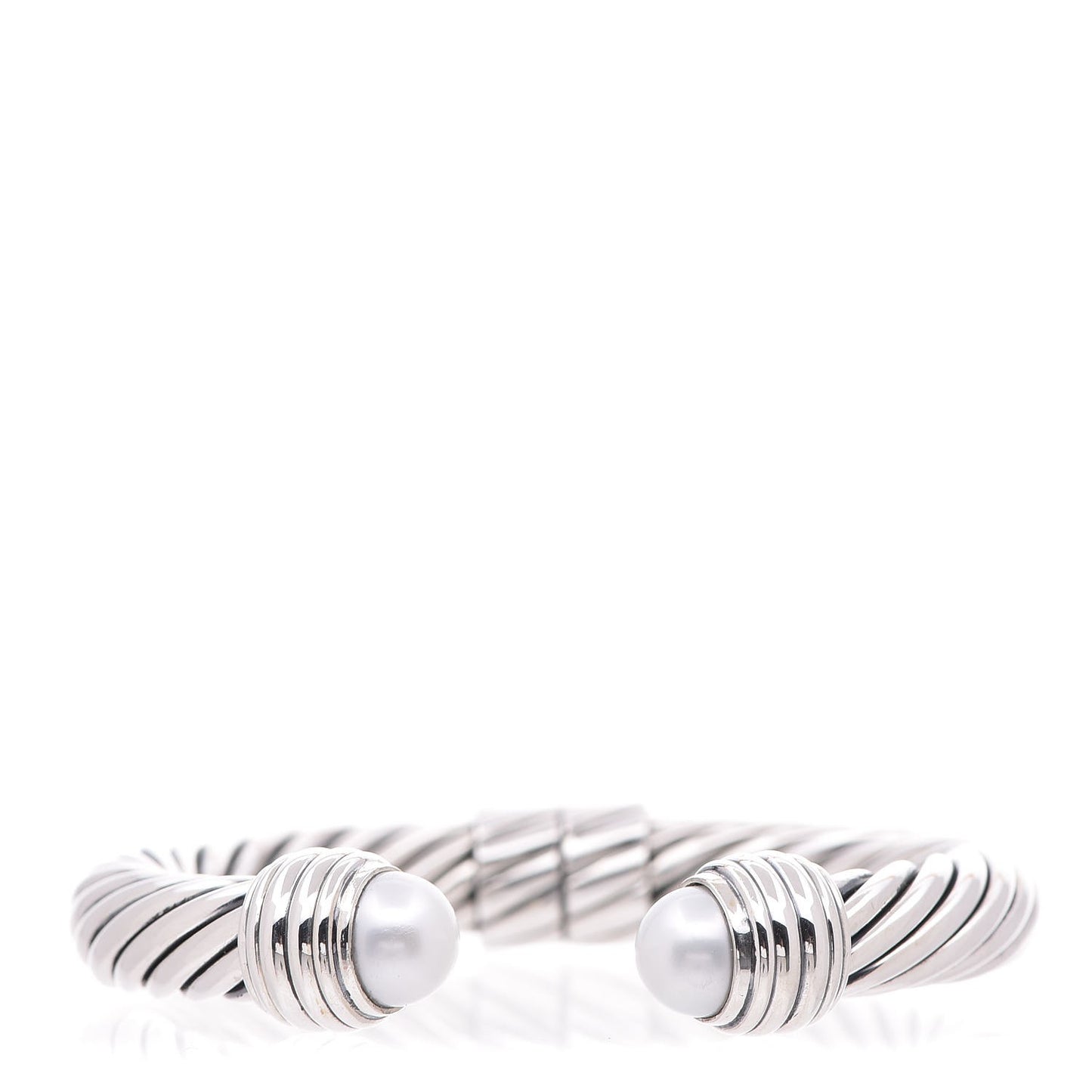 Sterling Silver Pearl 10mm Cable Classics Hinged Bracelet