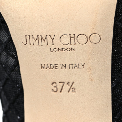 Jimmy Choo Glitter Checker Board Mesh Crystal Embellished Bing 100 Boots 37.5 Black 6 of 7