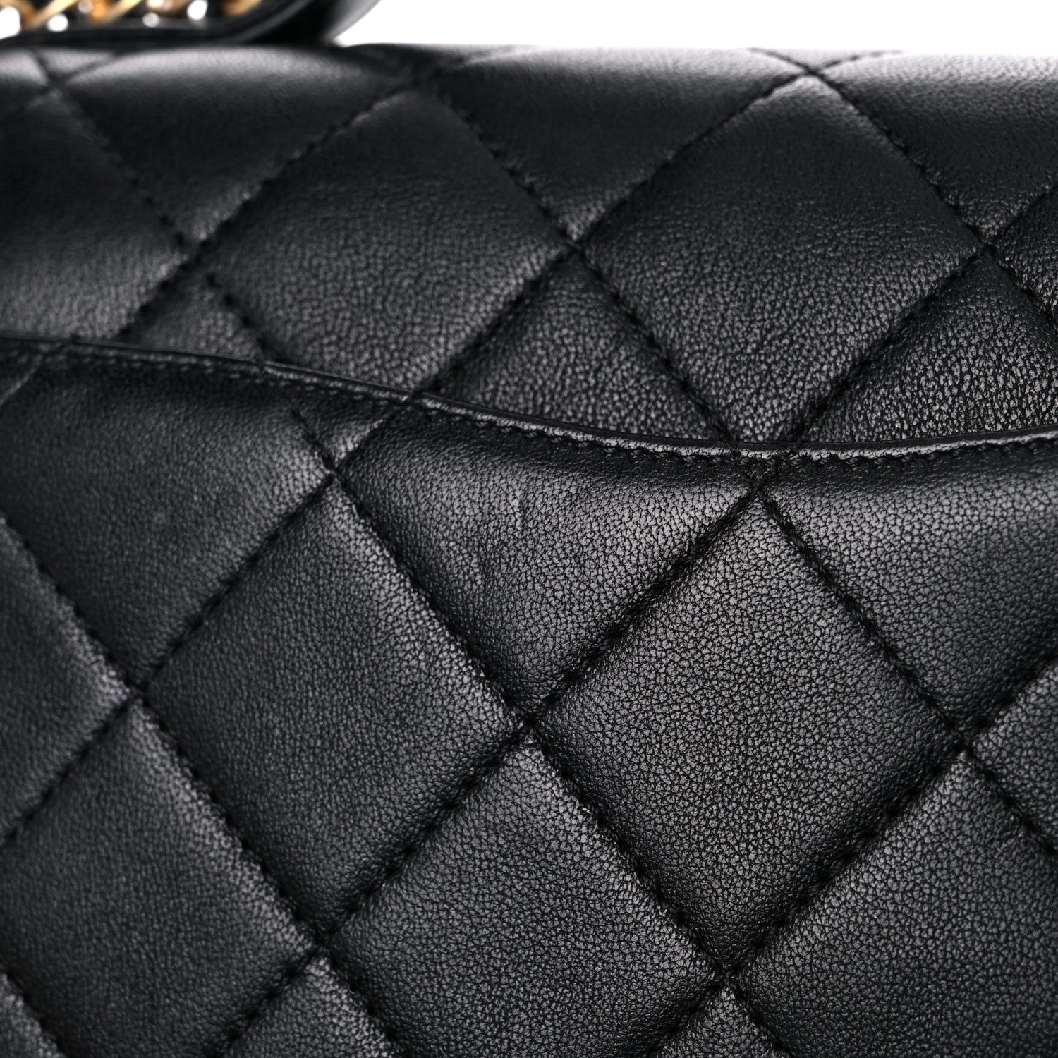 Chanel Lambskin Quilted Small Chain Infinity Top Handle Flap Black 10 of 14