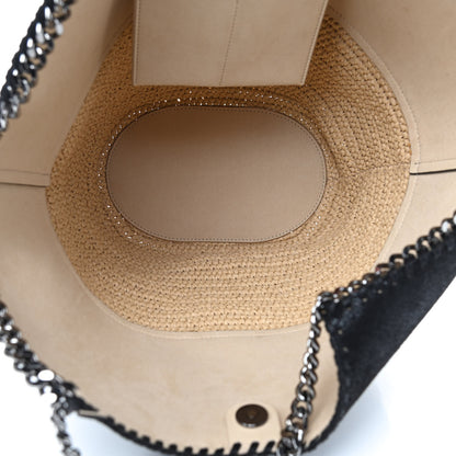 Stella McCartney Shaggy Deer Raffia Large Half & Half Tote Bag Black Natural 5 of 8