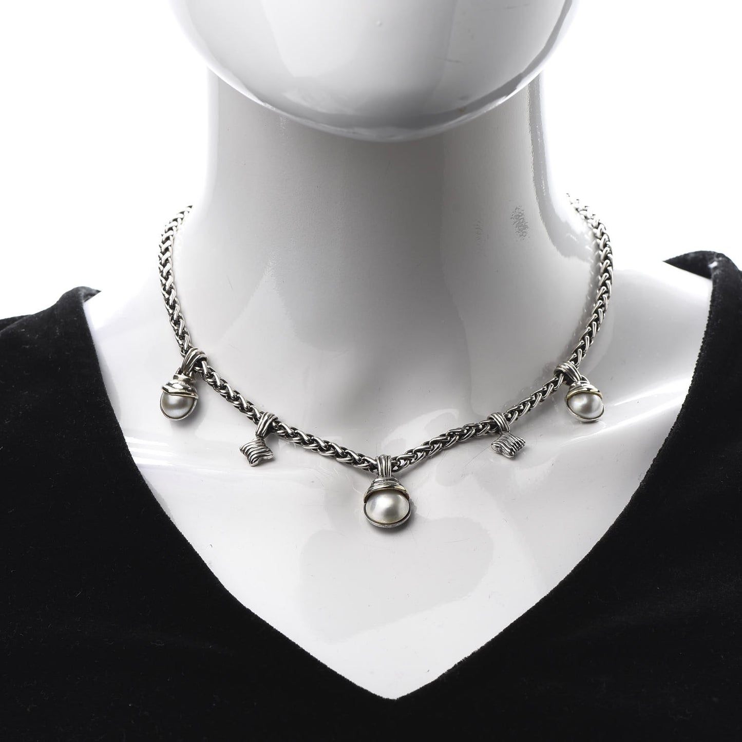 Sterling Silver Pearl Quatrefoil Drop Necklace