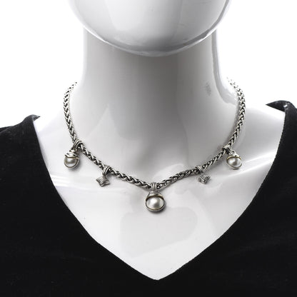David Yurman Sterling Silver Pearl Quatrefoil Drop Necklace 2 of 7