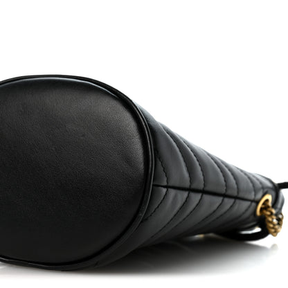Gucci Calfskin Matelasse Mini GG Marmont 2.0 Bucket Bag Black 9 of 10