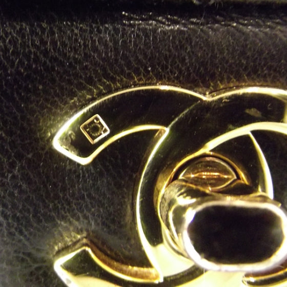 Lambskin Medium Double Flap Black