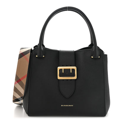 Burberry Soft Grain Calfskin Medium Buckle Tote Black 1 of 11