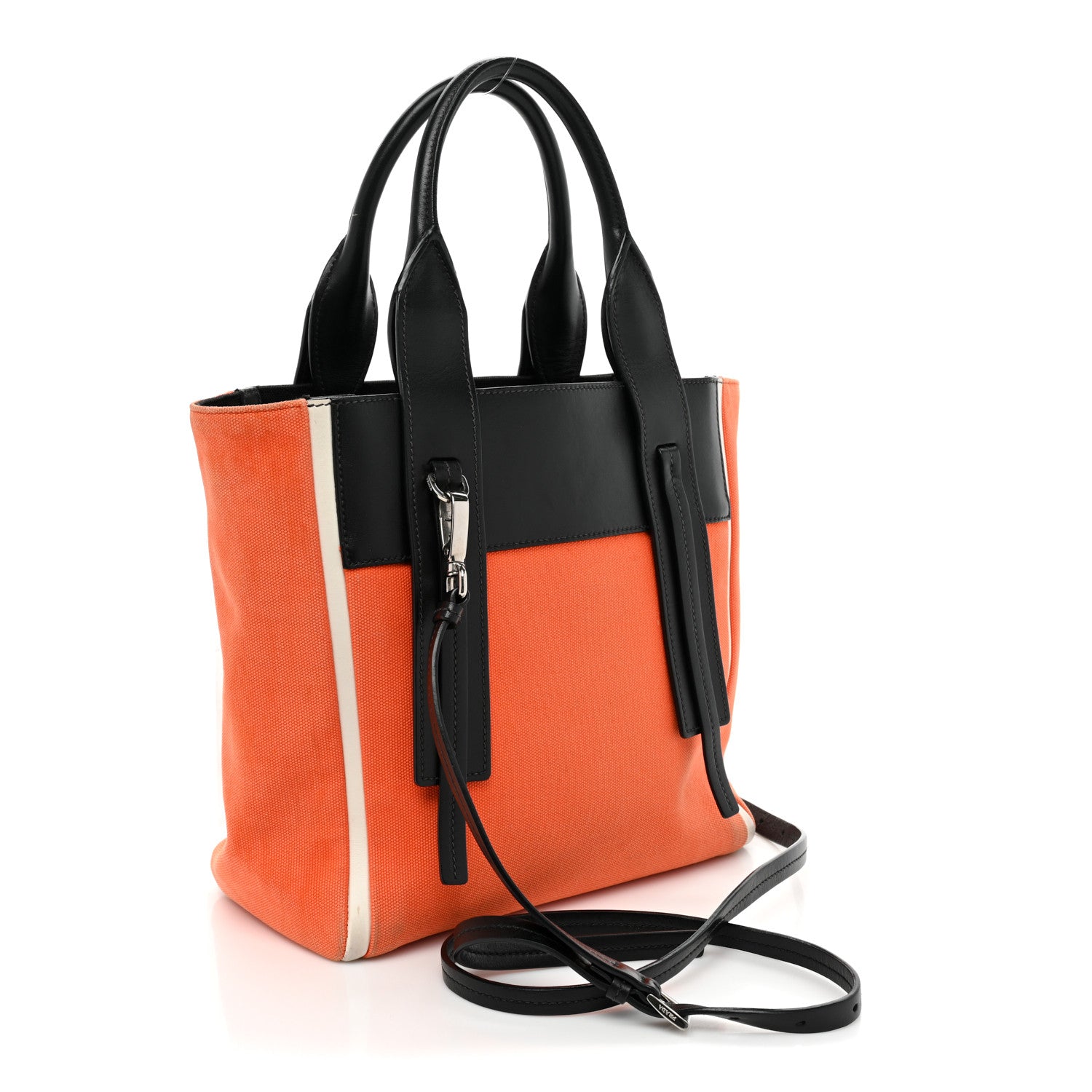 Prada Canapa Grace Lux Small Ouverture Top Handle Bag Papaya Black 3 of 18