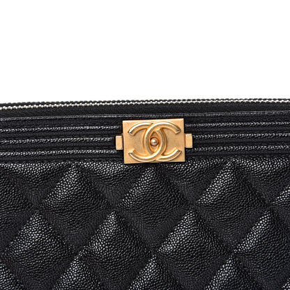 Chanel Caviar Quilted Small Boy Clutch With Chain Black 11 of 15