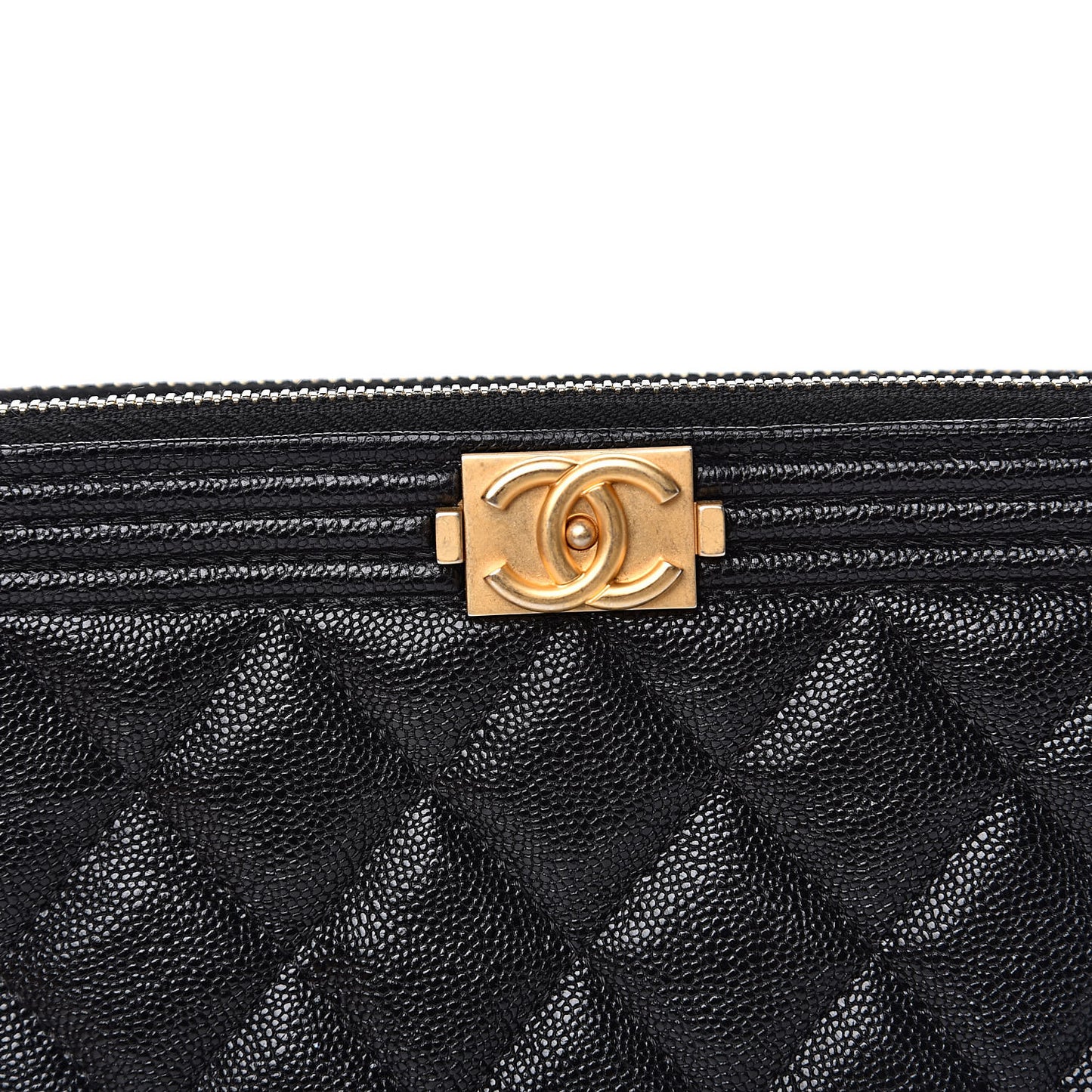 Caviar Quilted Small Boy Clutch With Chain Black