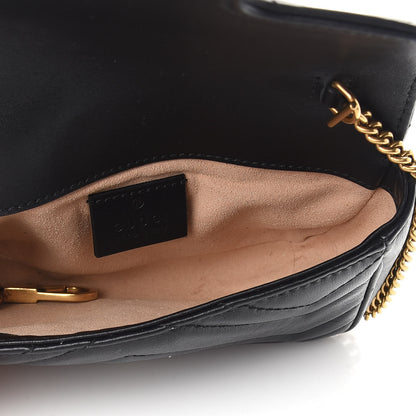 Gucci Calfskin Matelasse Super Mini GG Marmont Shoulder Bag Black 5 of 9