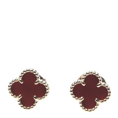 Van Cleef & Arpels 18K Rose Gold Carnelian Sweet Alhambra Earrings 1 of 5