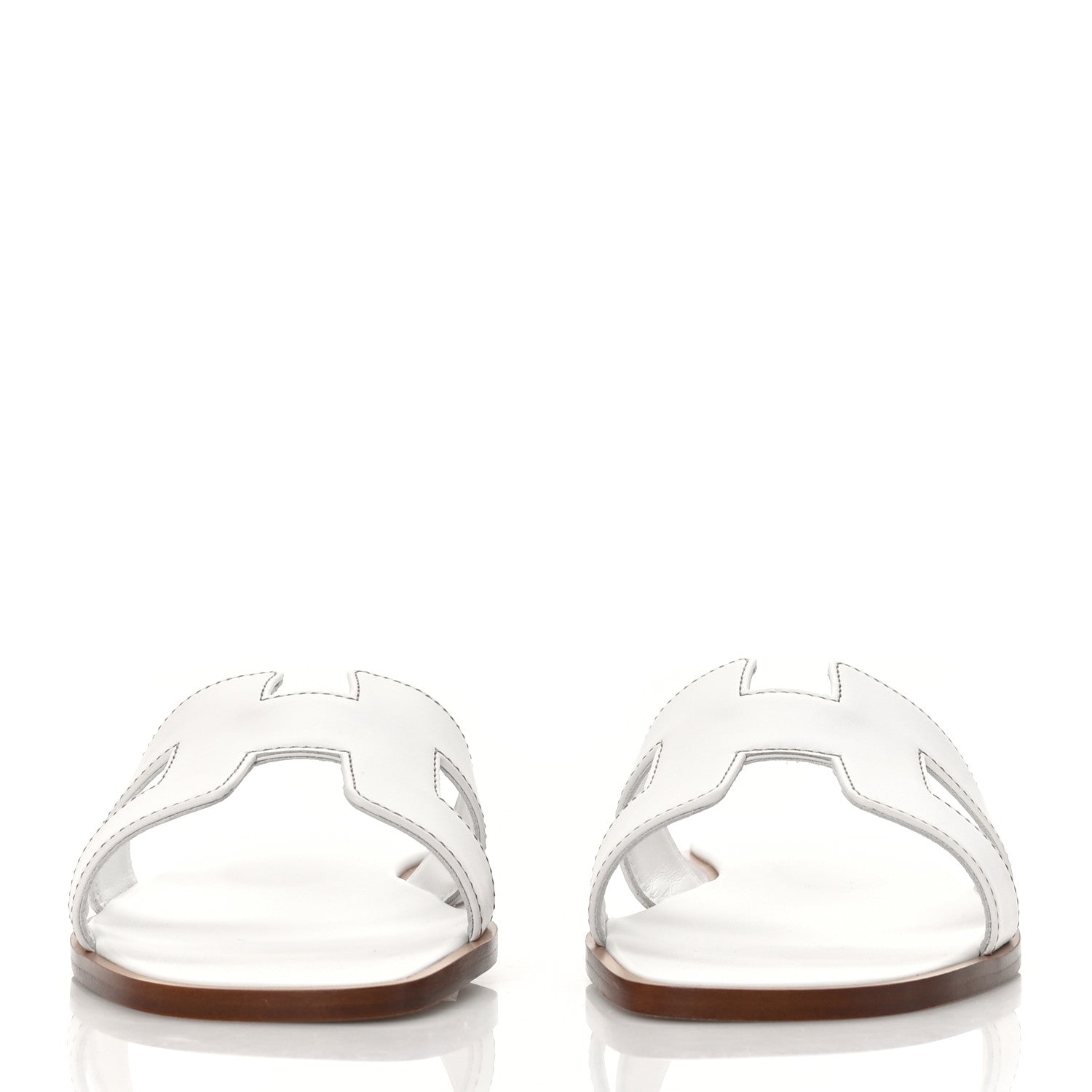 Hermes Box Calfskin Oran Sandals 39 White 2 of 8