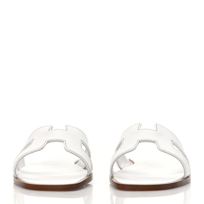 Hermes Box Calfskin Oran Sandals 39 White 2 of 8