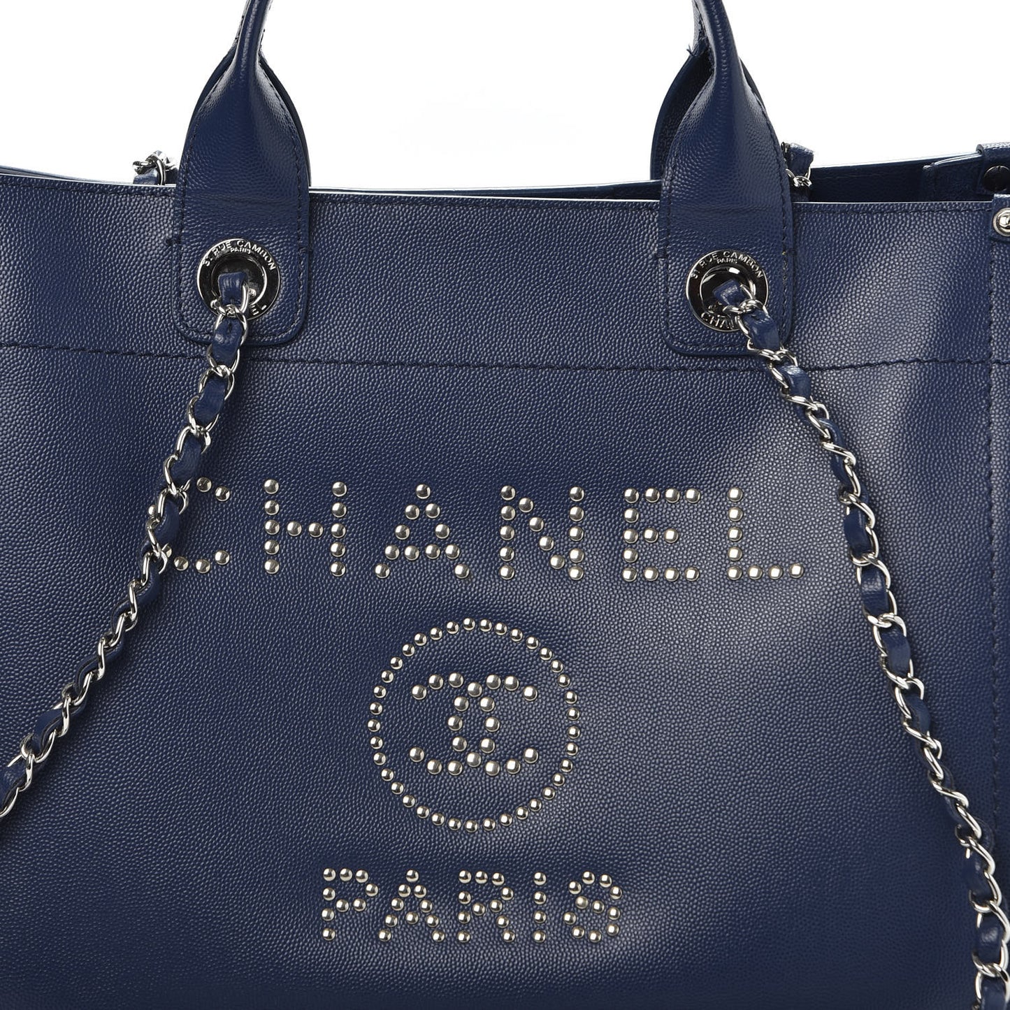 Caviar Small Studded Deauville Tote Navy