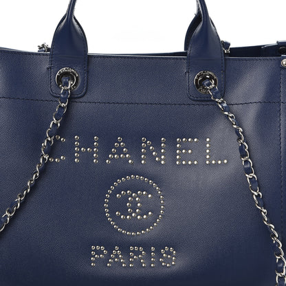 Chanel Caviar Small Studded Deauville Tote Navy 10 of 10