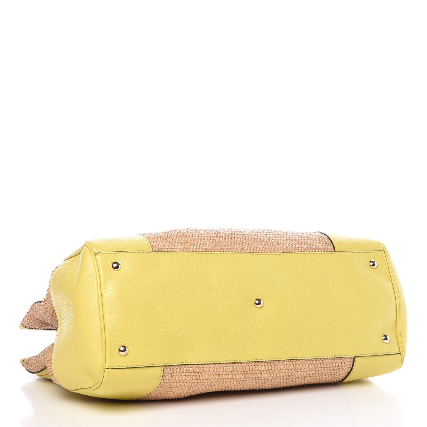 Calfskin Straw Large Bamboo Shopper Tote Citrus