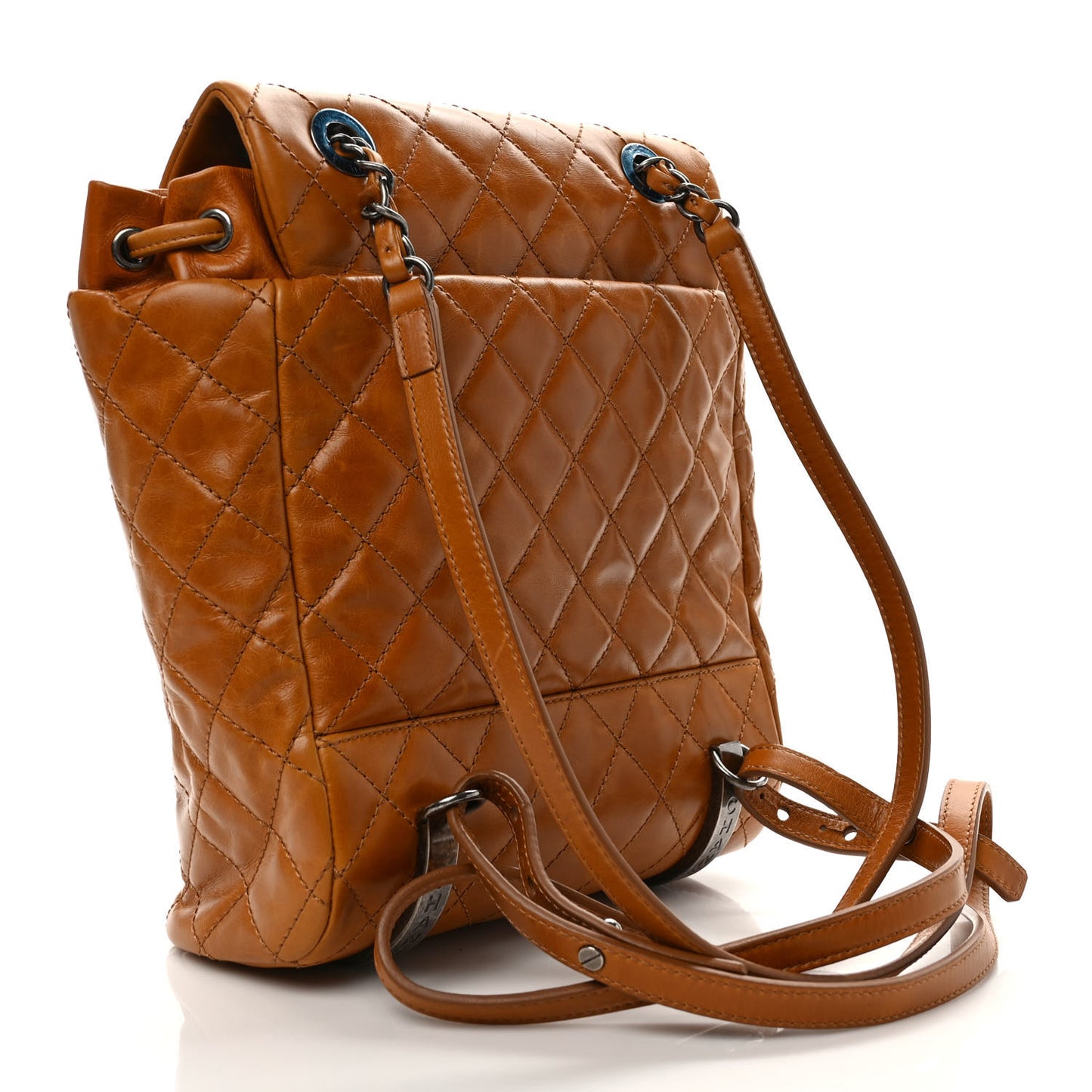 Glazed Calfskin Quilted Small Salzburg Mountain Backpack Brown