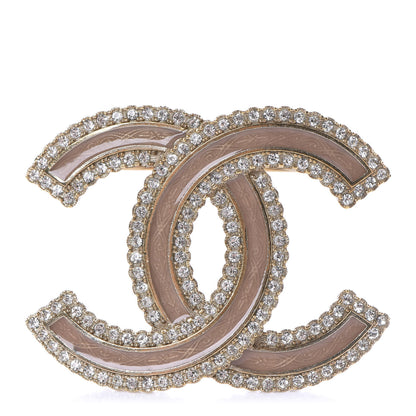 Chanel Crystal Glass CC Brooch Silver Pink 1 of 5