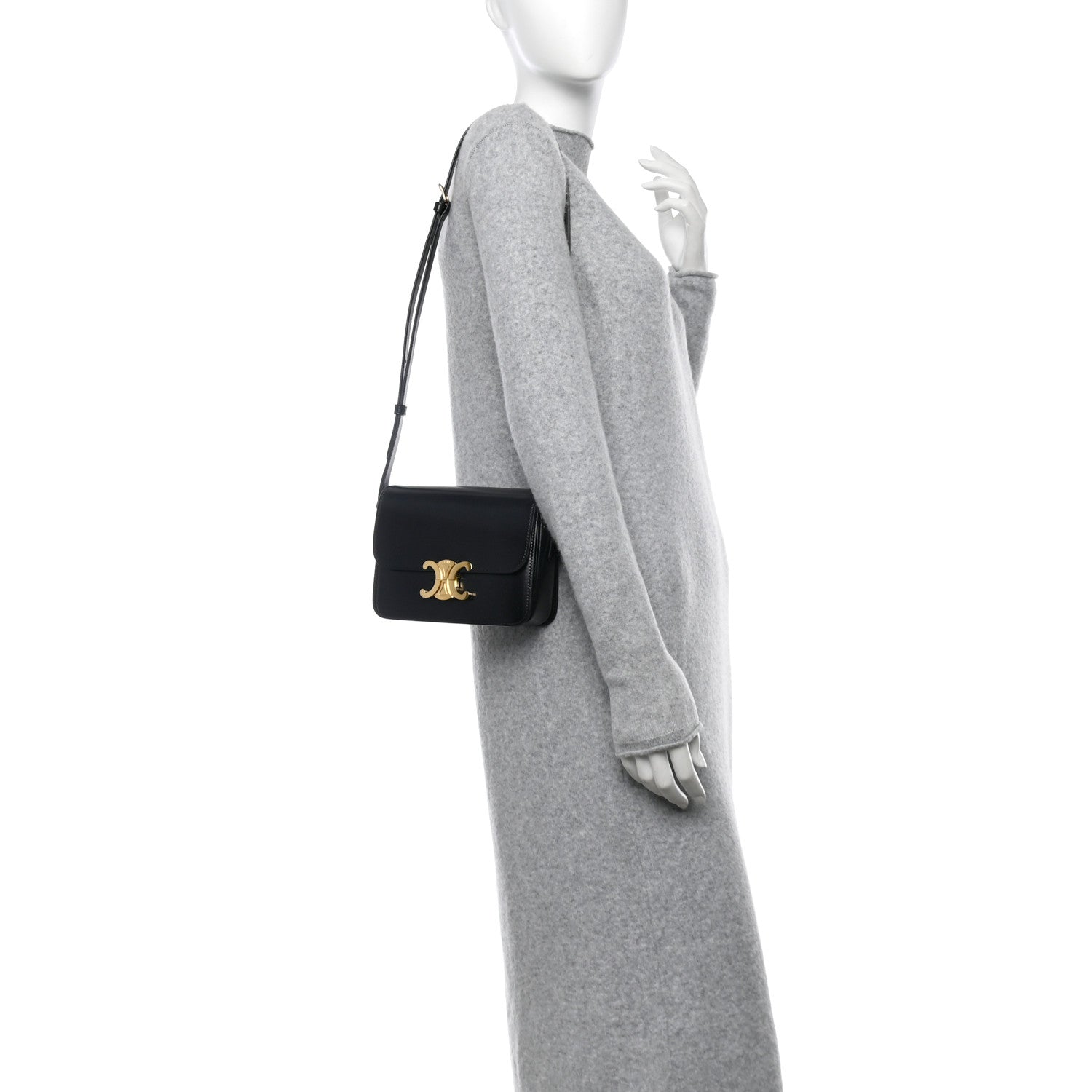 Celine Shiny Calfskin Teen Triomphe Black 2 of 11