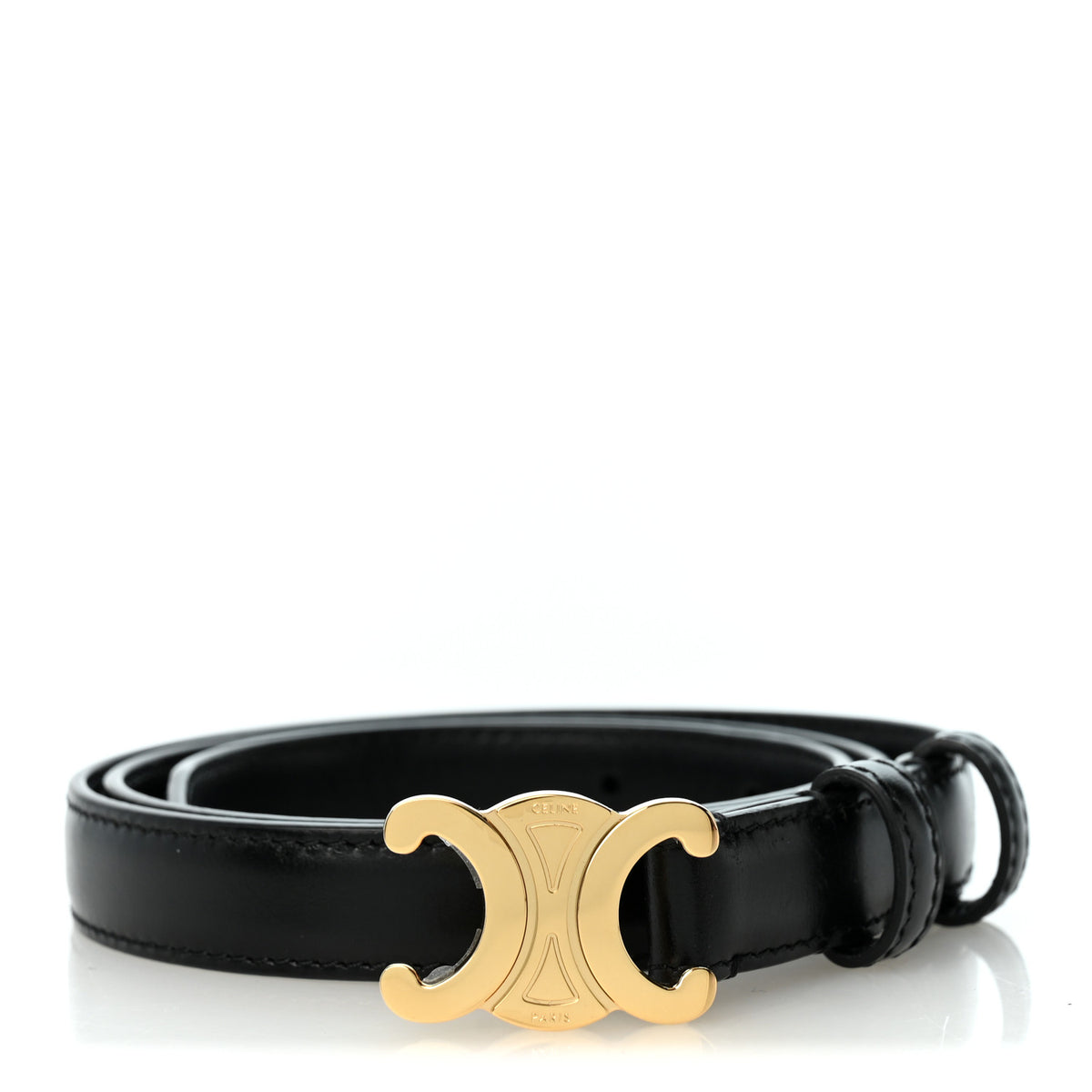 Celine Box Calfskin Small 18mm Triomphe Belt 75 30 Black 1 of 6