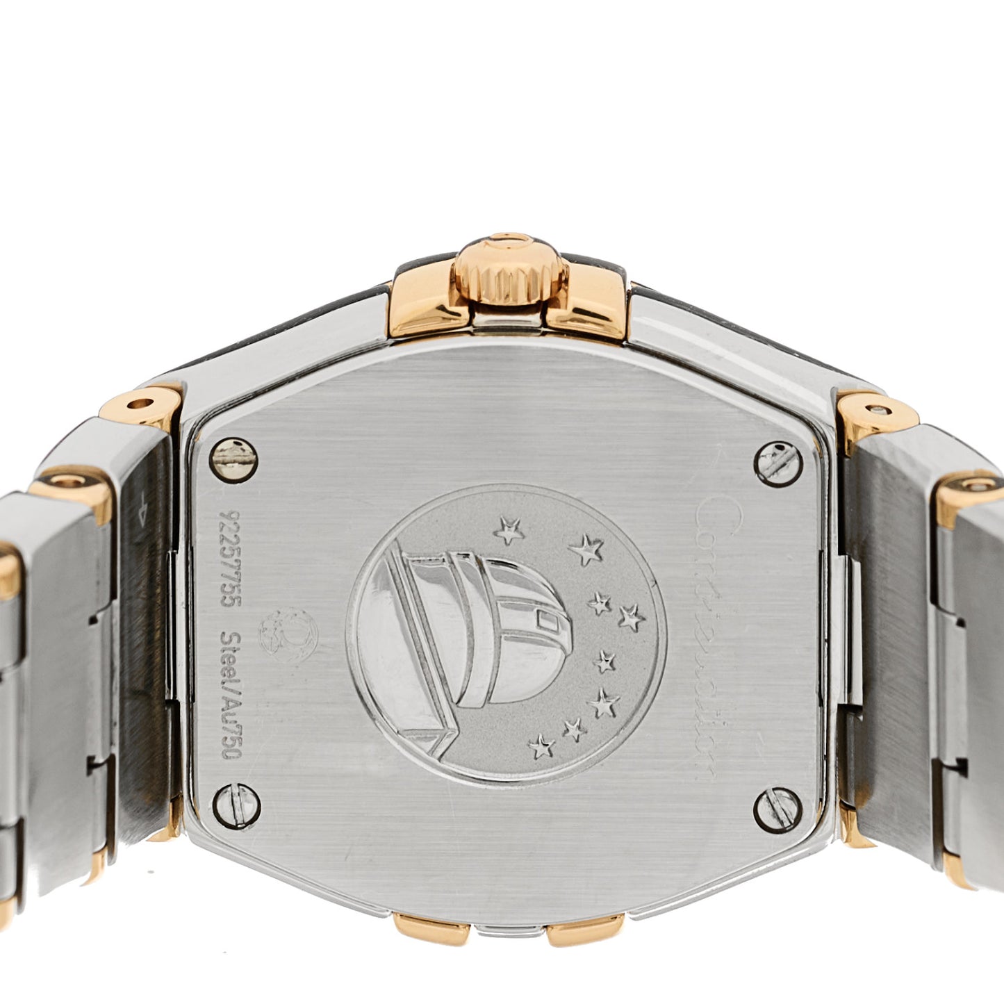 Stainless Steel 18K Yellow Gold Diamond Mother of Pearl 24mm Constellation Quartz Watch 123.20.24.60.55.003