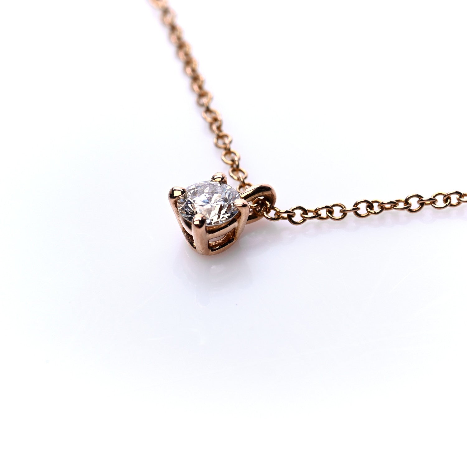 Tiffany 18K Rose Gold Diamond .17ct Solitaire Pendant Necklace 4 of 6