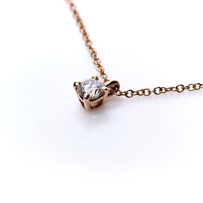 Tiffany 18K Rose Gold Diamond .17ct Solitaire Pendant Necklace 4 of 6