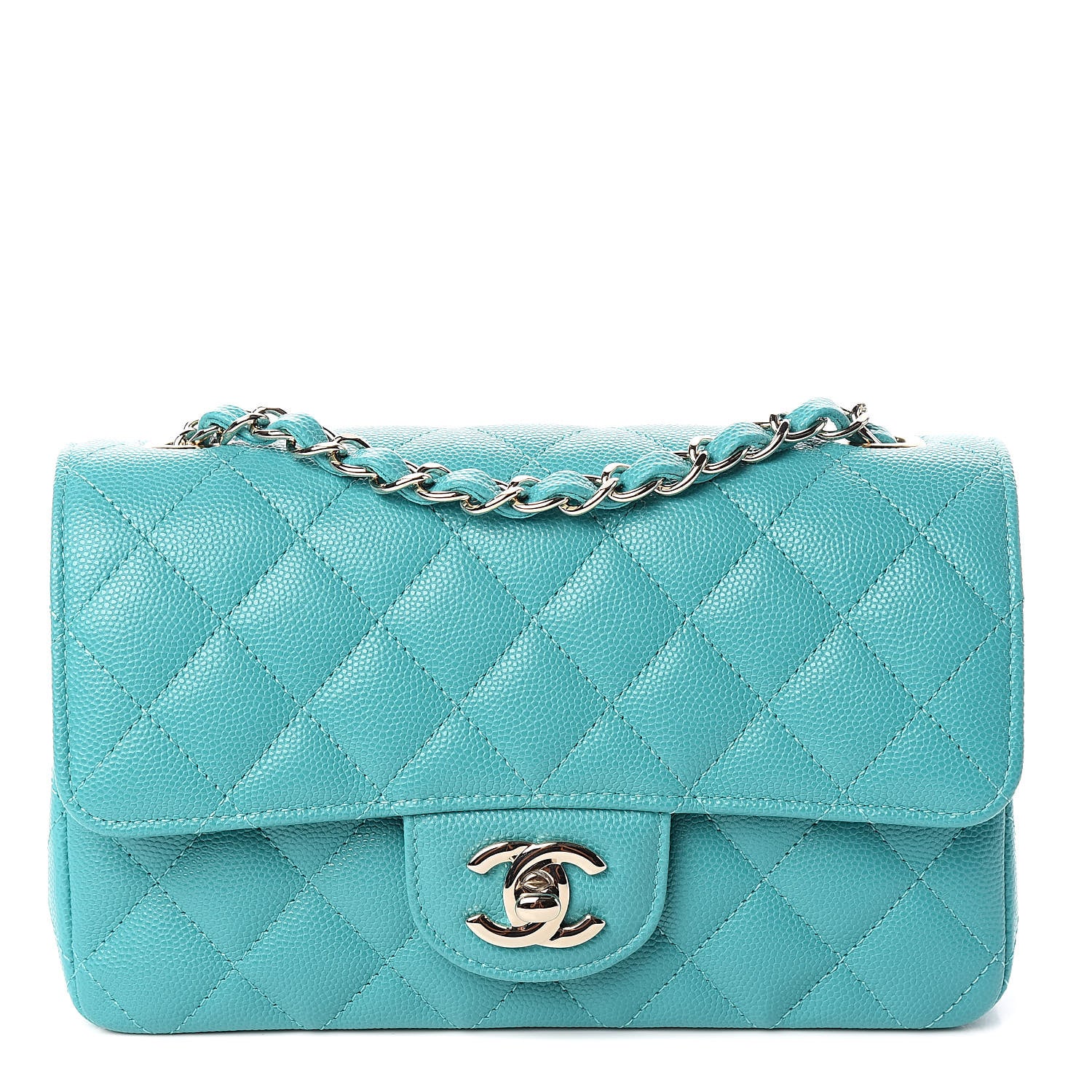 Chanel Caviar Quilted Mini Rectangular Flap Turquoise 1 of 10