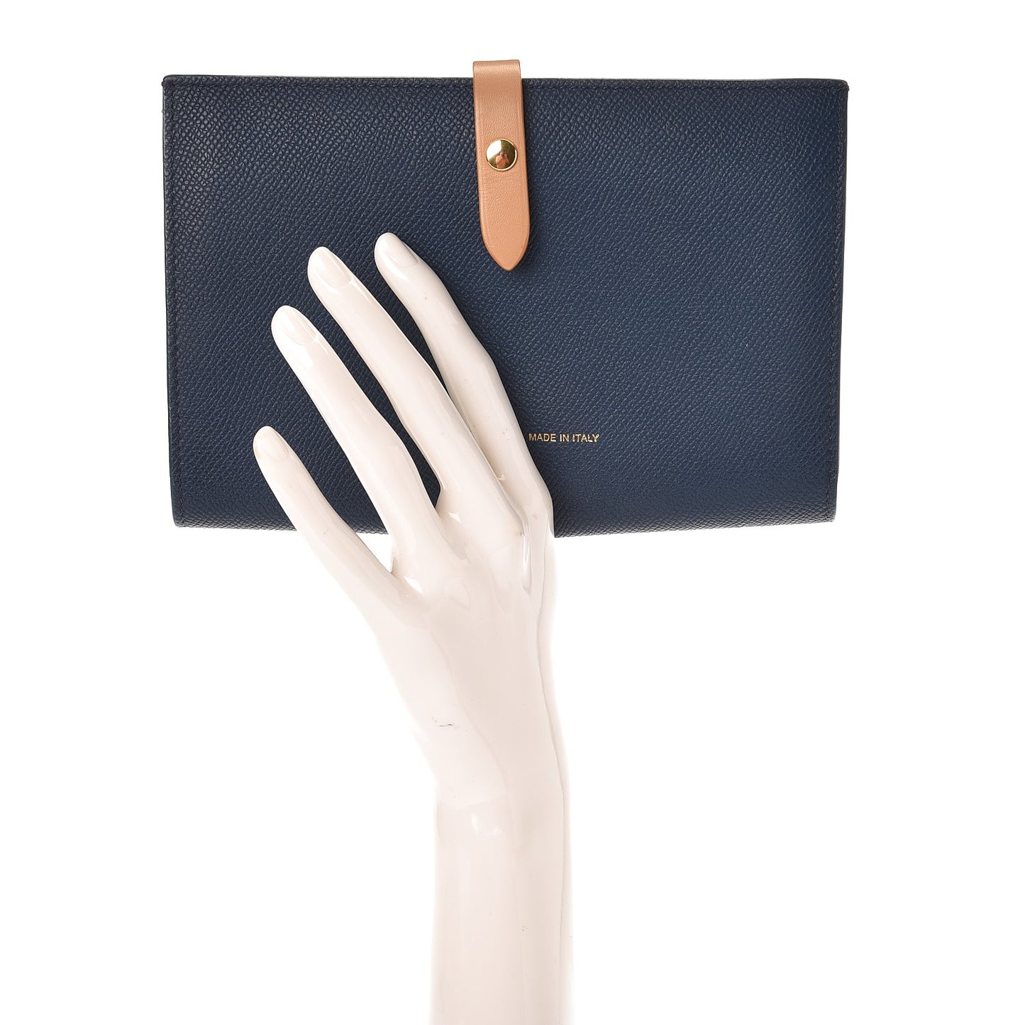 Grained Calfskin Medium Multifunction Strap Wallet Deep Sea