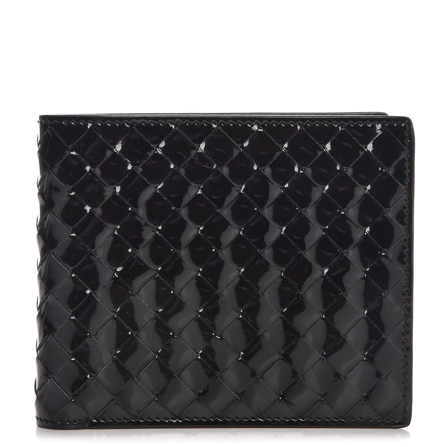 Patent Intrecciato Bi-Fold Wallet Nero Black