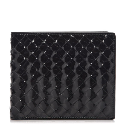 Bottega Veneta Patent Intrecciato Bi-Fold Wallet Nero Black 1 of 6