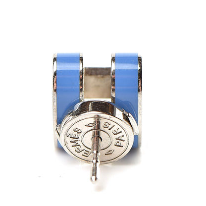 Hermes Palladium Lacquered Pop H Earrings Bleu Transat 4 of 8