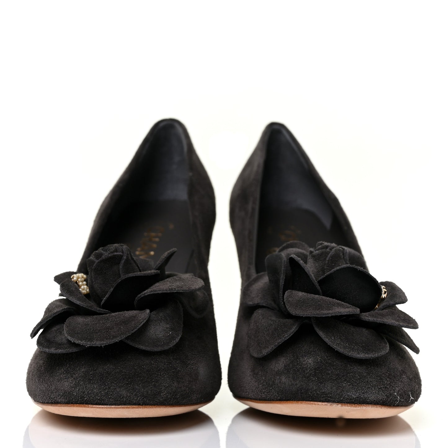 Suede Camellia Pumps 37.5 Grey