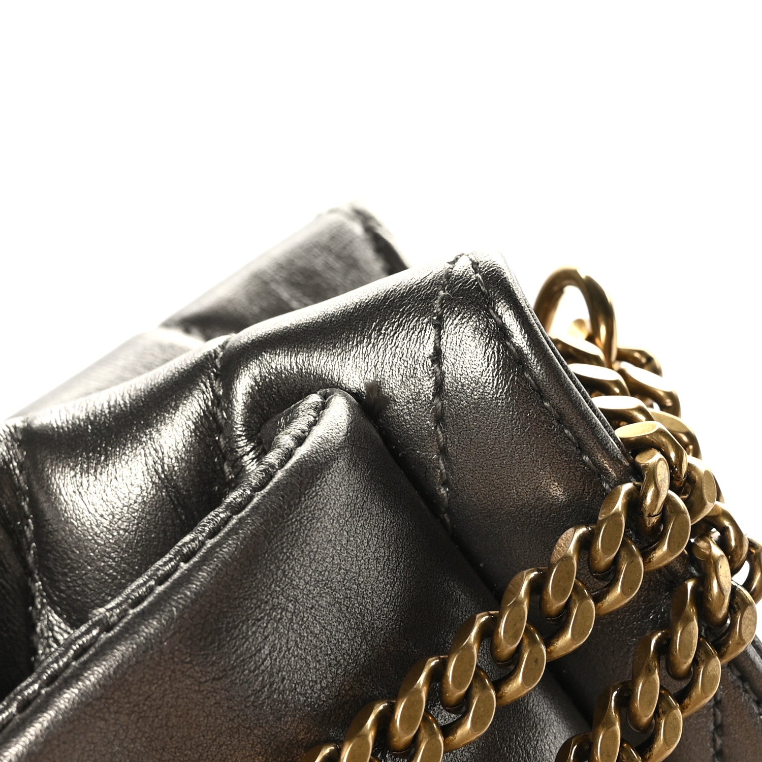 Saint Laurent Metallic Calfskin Y Quilted Monogram Small Loulou Chain Satchel Brown Metallic 11 of 11