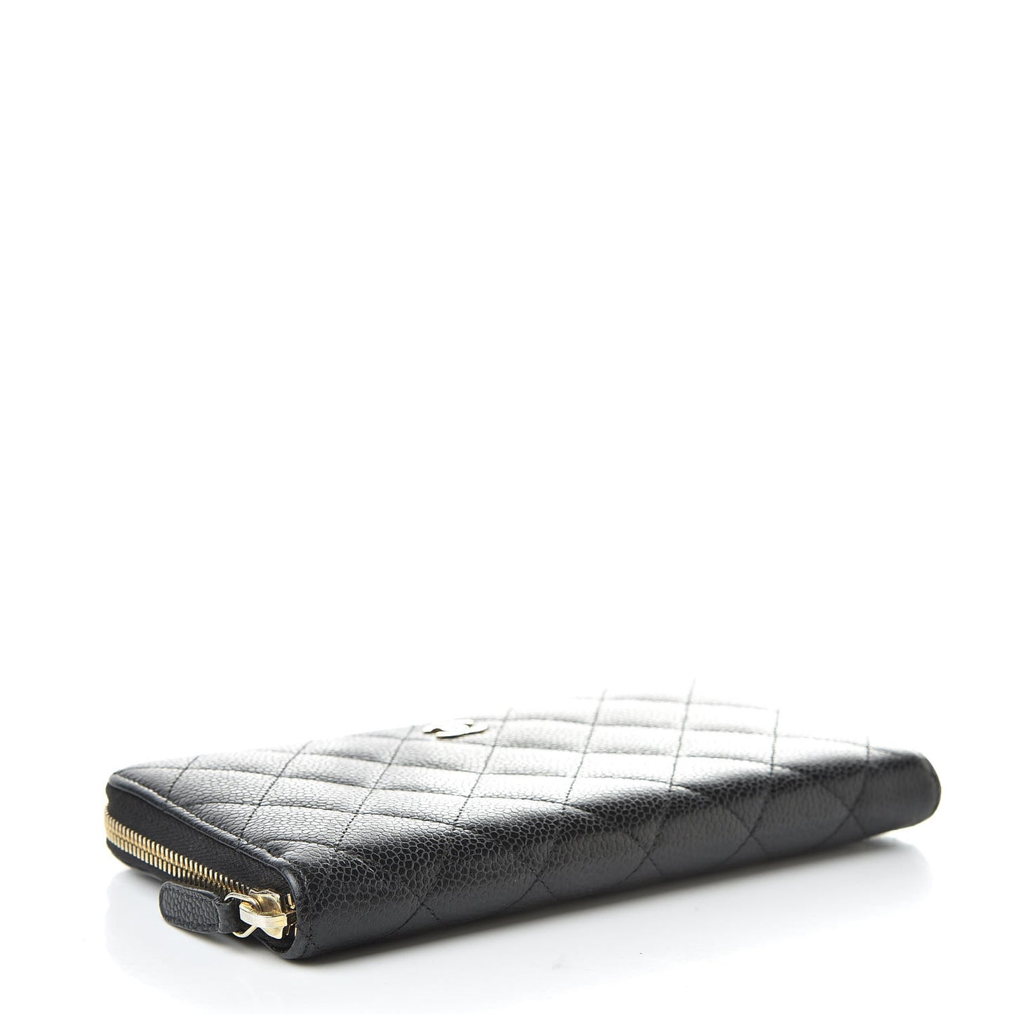 Caviar Quilted Large Gusset Zip Around Wallet Black