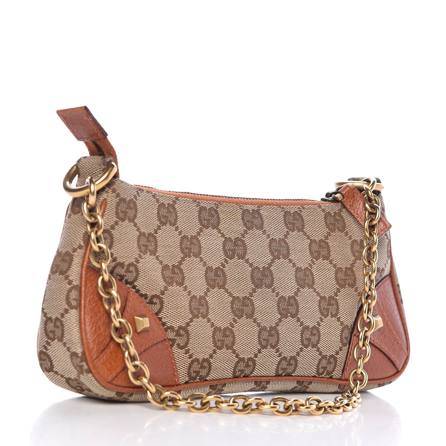 Gucci Monogram Horsebit Nail Chain Pochette Orange 3 of 10