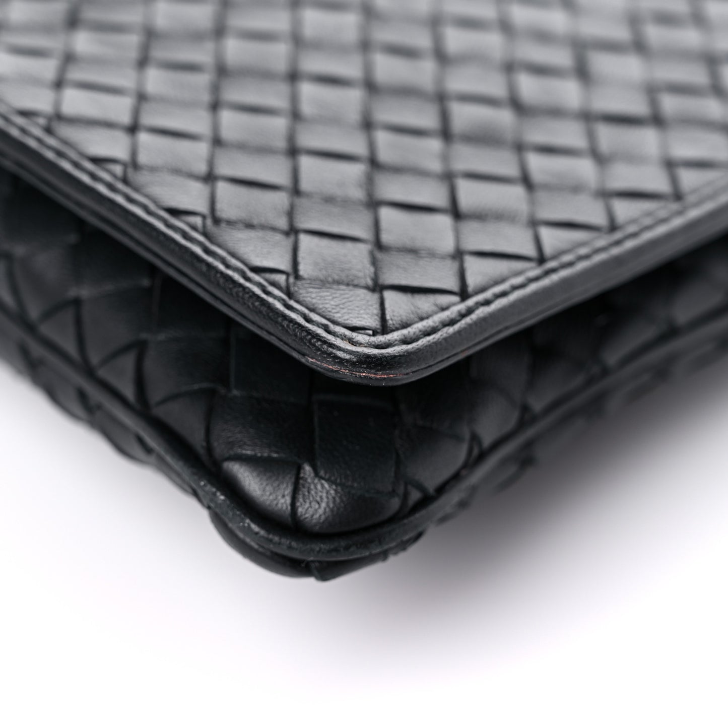 Nappa Intrecciato Crossbody Messenger Flap Black