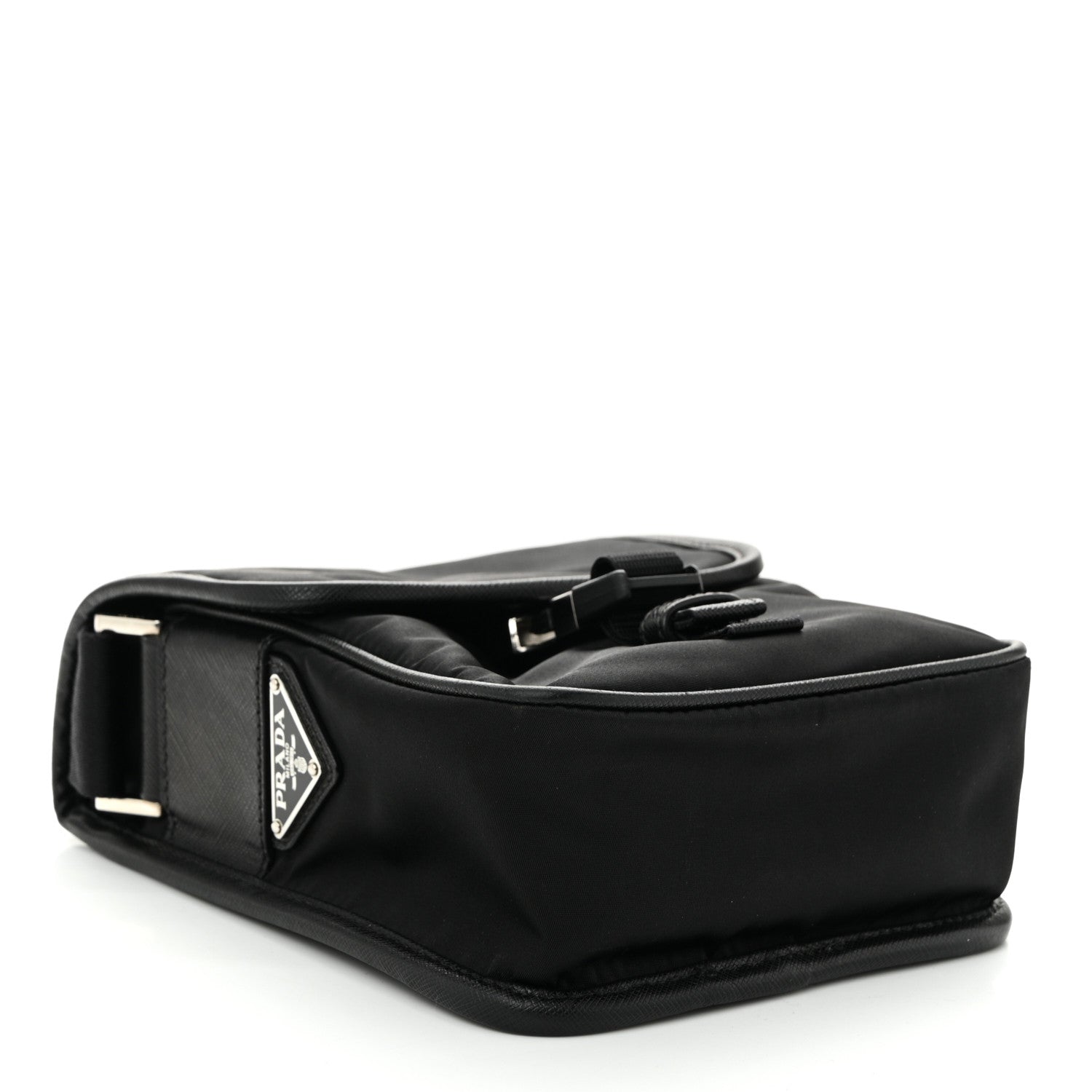 Prada Tessuto Nylon Saffiano Logo Messenger Bag Black 4 of 9