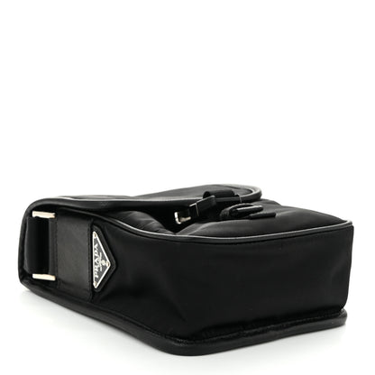 Prada Tessuto Nylon Saffiano Logo Messenger Bag Black 4 of 9