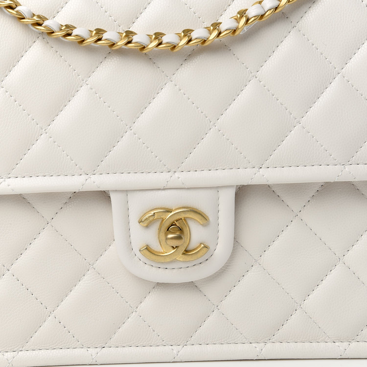 Chanel Caviar Quilted Large Sweet Classic Flap White 10 of 10