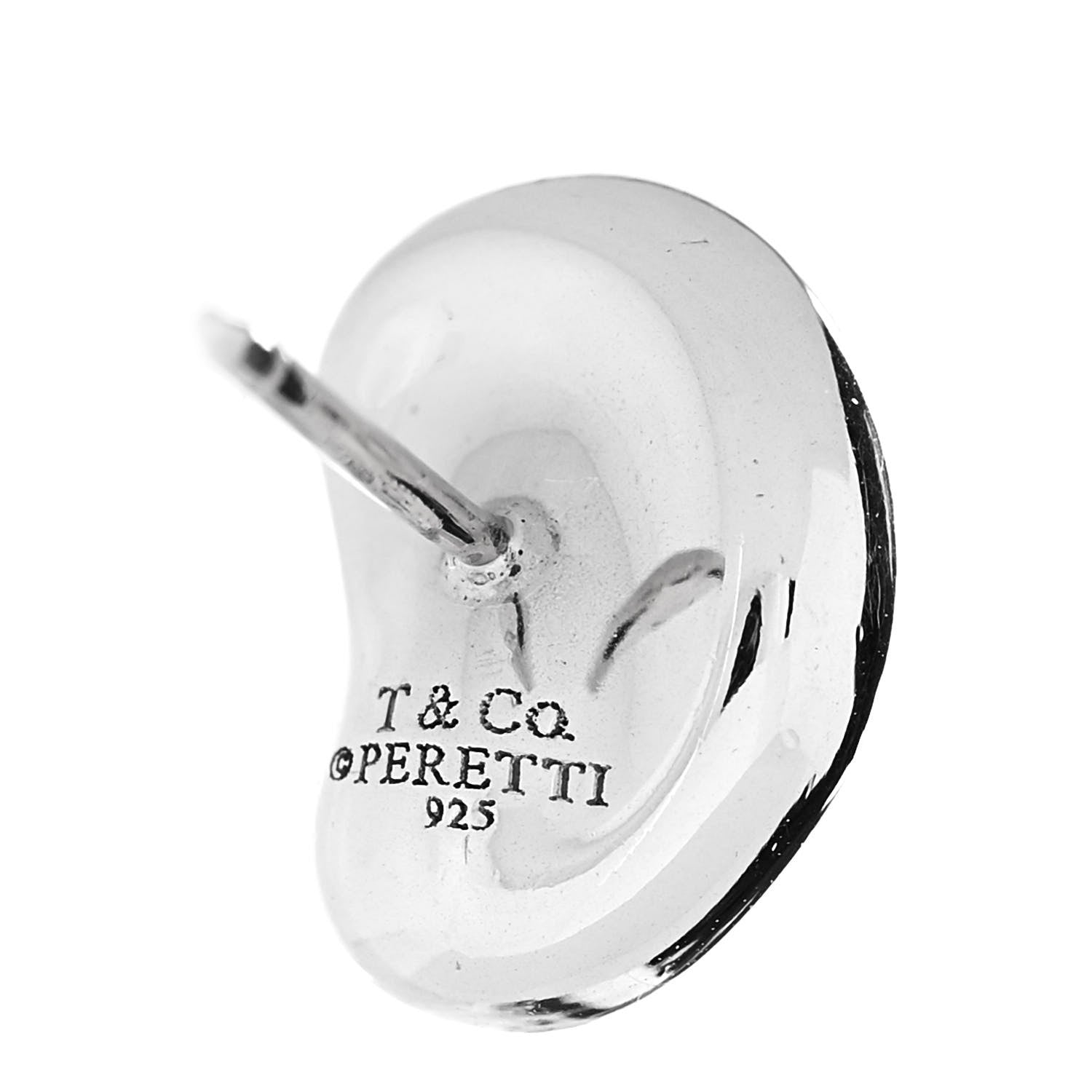 Tiffany Sterling Silver 11mm Elsa Peretti Bean Earrings 4 of 4