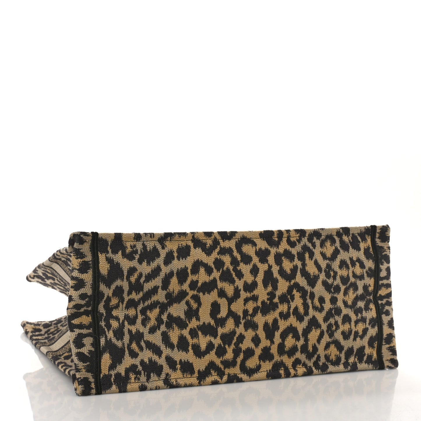 Canvas Mizza Embroidered Large Leopard Book Tote Beige