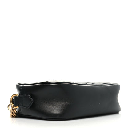 Gucci Calfskin Matelasse Mini GG Marmont Chain Shoulder Bag Black 4 of 11