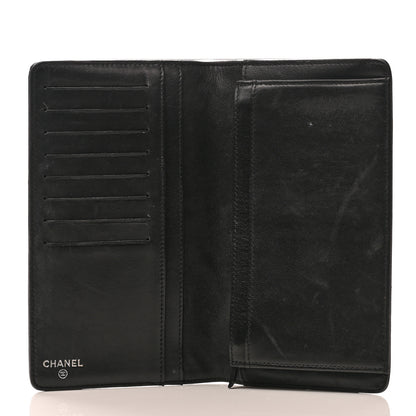 Chanel Lambskin Camellia Embossed Yen Wallet Black 5 of 10