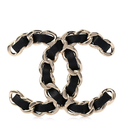 Chanel Lambskin Chain CC Brooch Black Gold 1 of 4