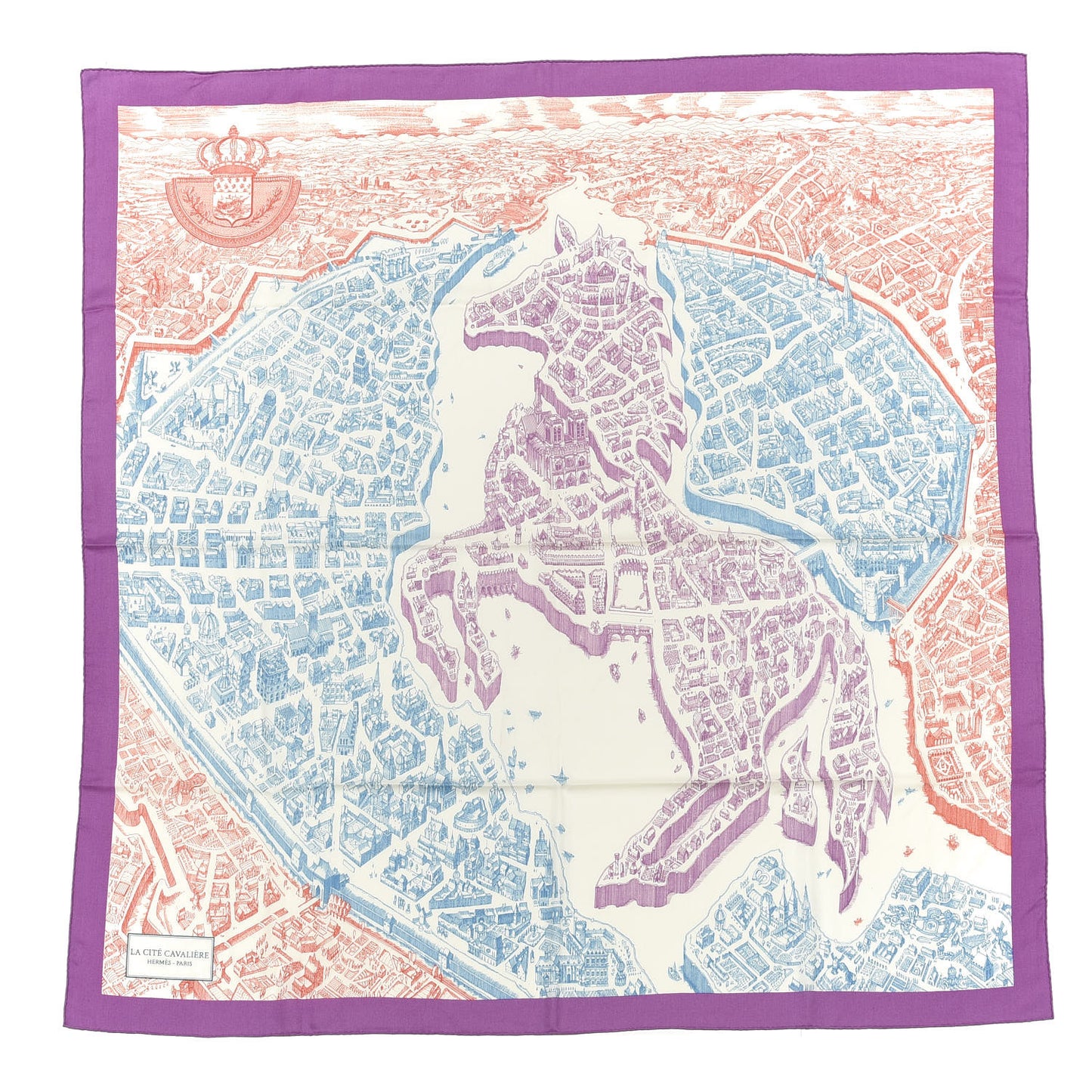 Cashmere Silk La Cite Cavaliere Shawl 140 Mauve Petrole Coral