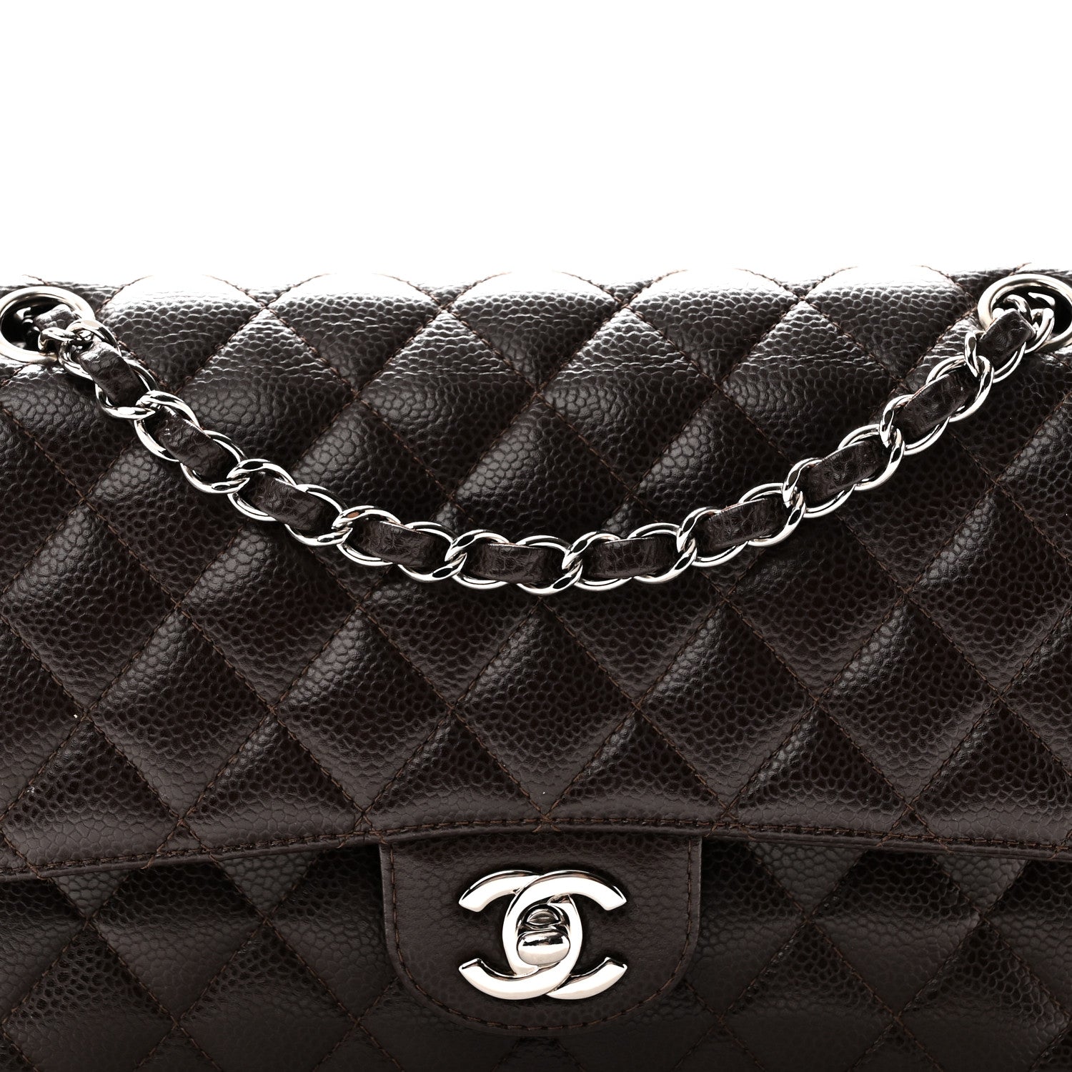 Chanel Caviar Quilted Medium Double Flap Brown 8 of 10