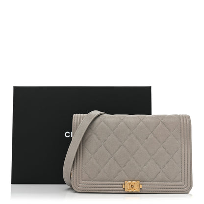 Chanel Caviar Quilted Boy Wallet On Chain WOC Grey 17 of 17