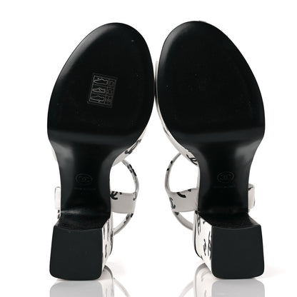 Chanel Printed Lambskin CC Platform Sandals 37 White Black 5 of 8