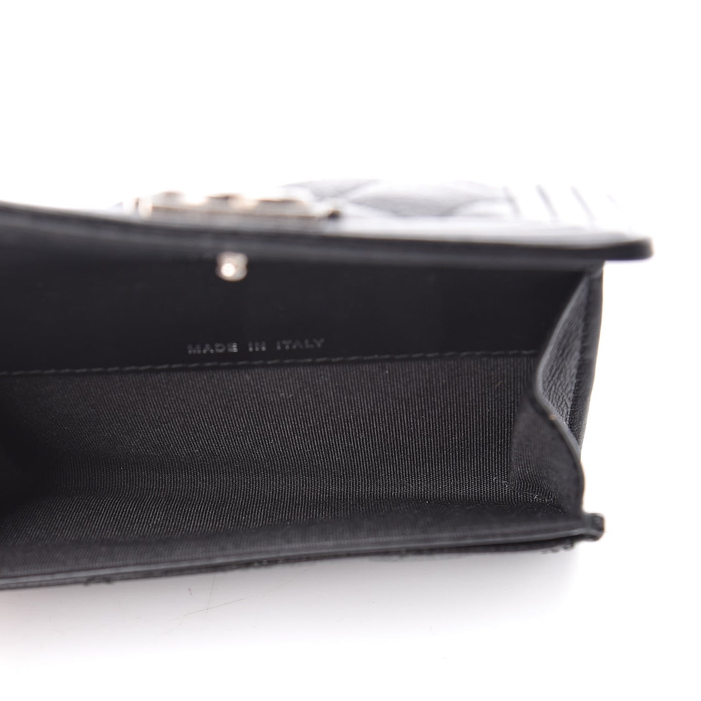 Calfskin Quilted Boy Flap Card Holder Black